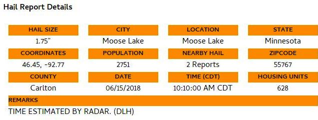 Severe Hail Damage Moose lake, Minnesota
